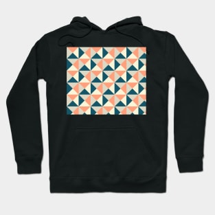 Navy Blue Coral Peach Creme Grey Triangles Geometric Pattern Hoodie